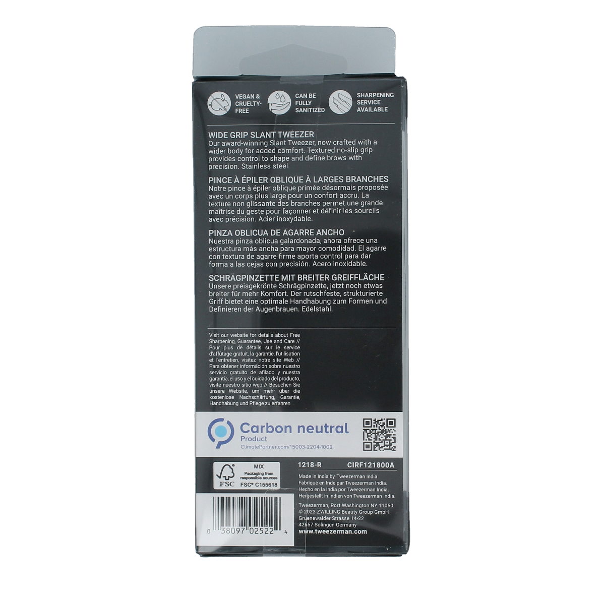 Tweezerman Slant tweezer no slip with grip 1.00 Stuks