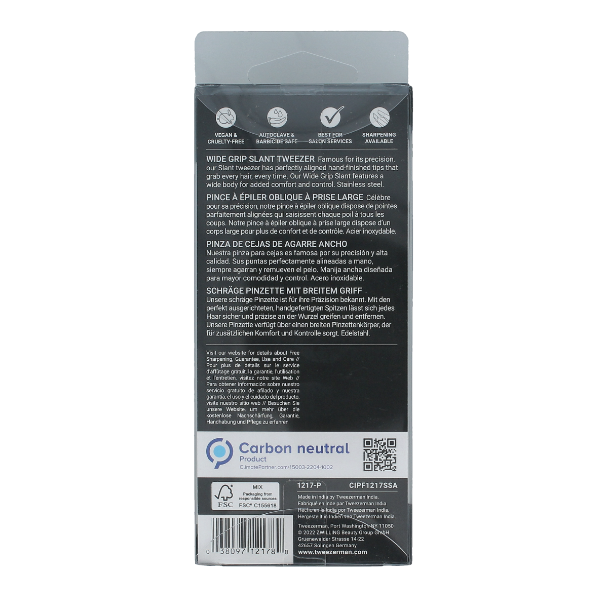 Tweezerman Slant tweezer classic with grip 1.00 Stuks