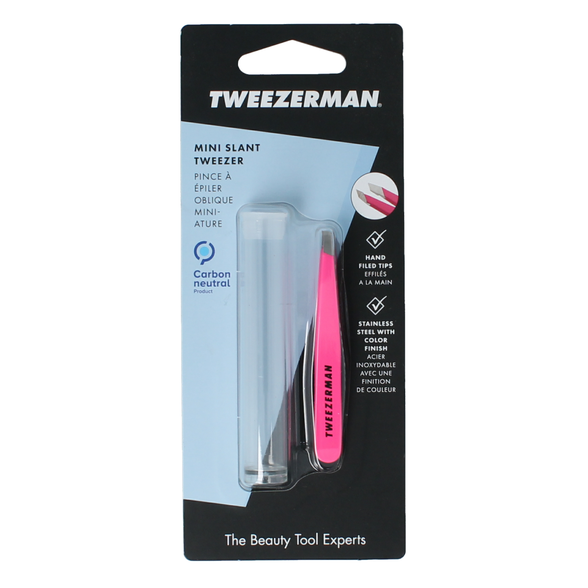 Tweezerman Mini slant tweezer neon pink 1.00 Stuks