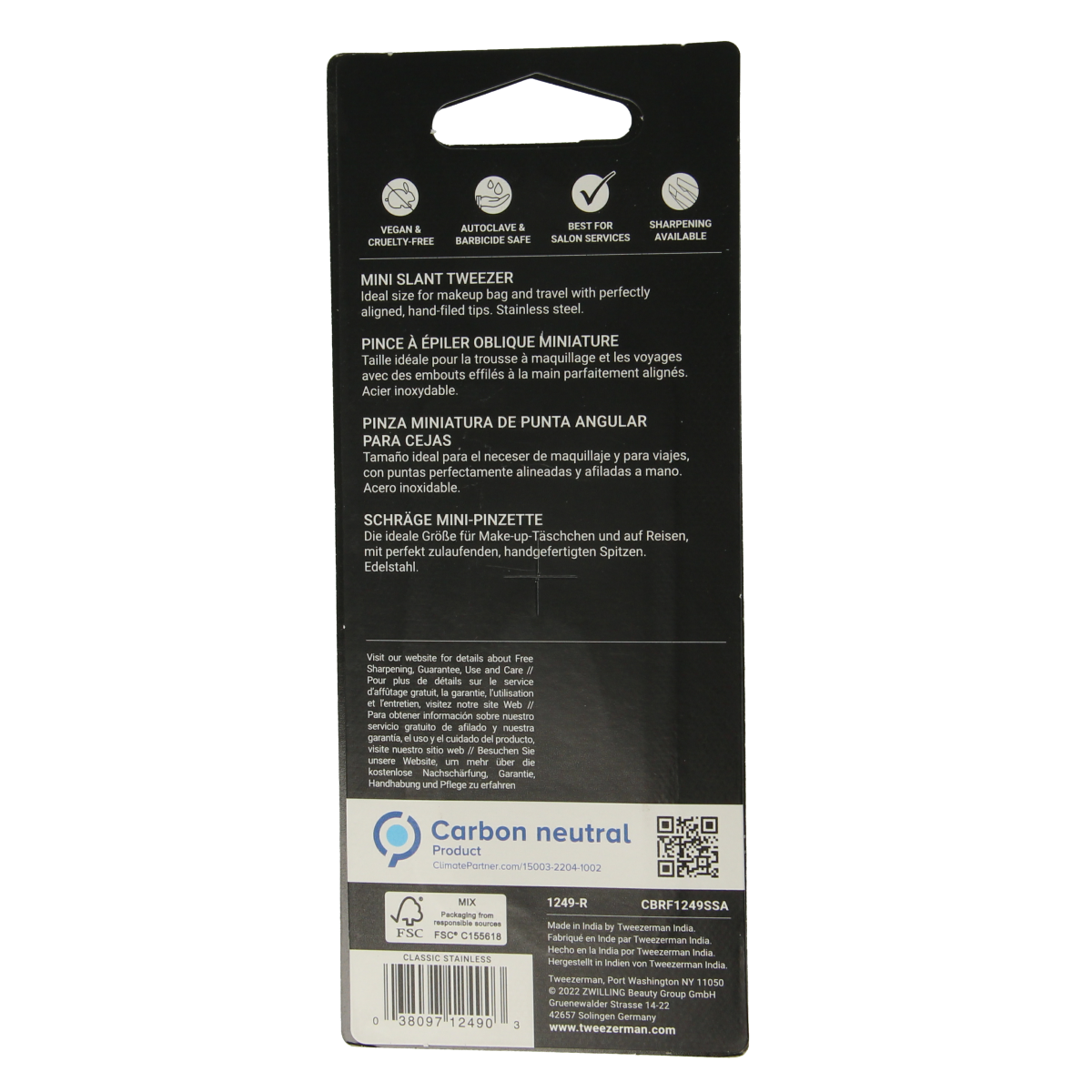 Tweezerman Mini slant tweezer klassiek stainless steel 1.00 Stuks