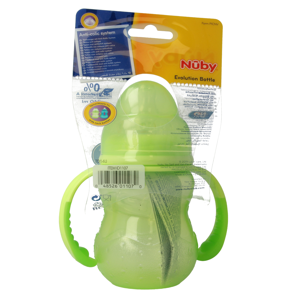 Nuby Trainingsfles anti lekspeen & lektuit 0+ assorti 1.00 Stuks
