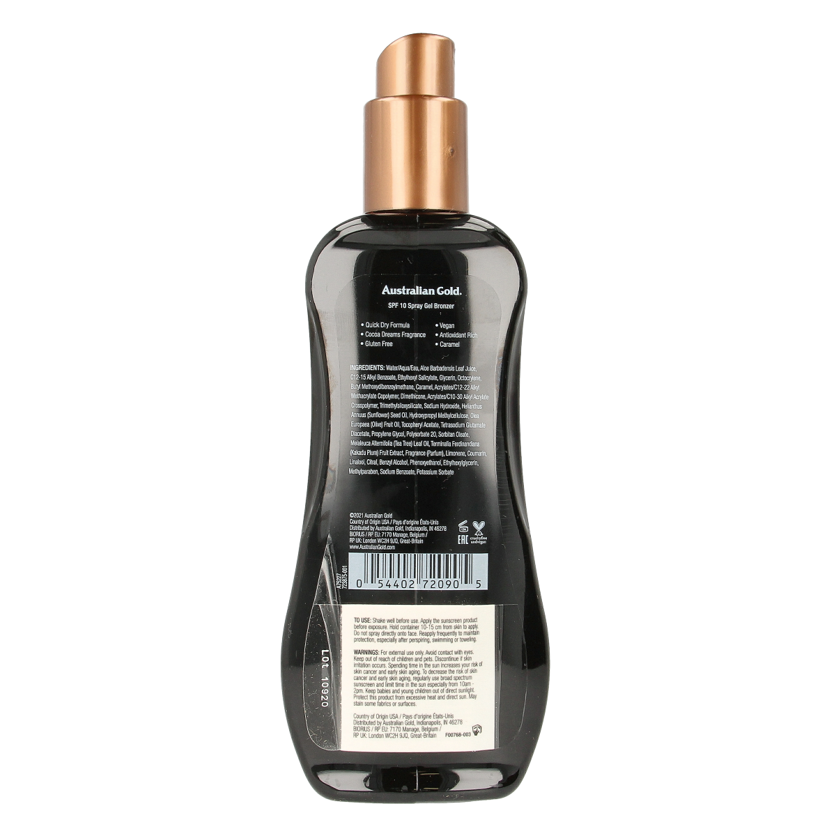 Australian Gold Spray gel met bronzer SPF10 237.00 Milliliter