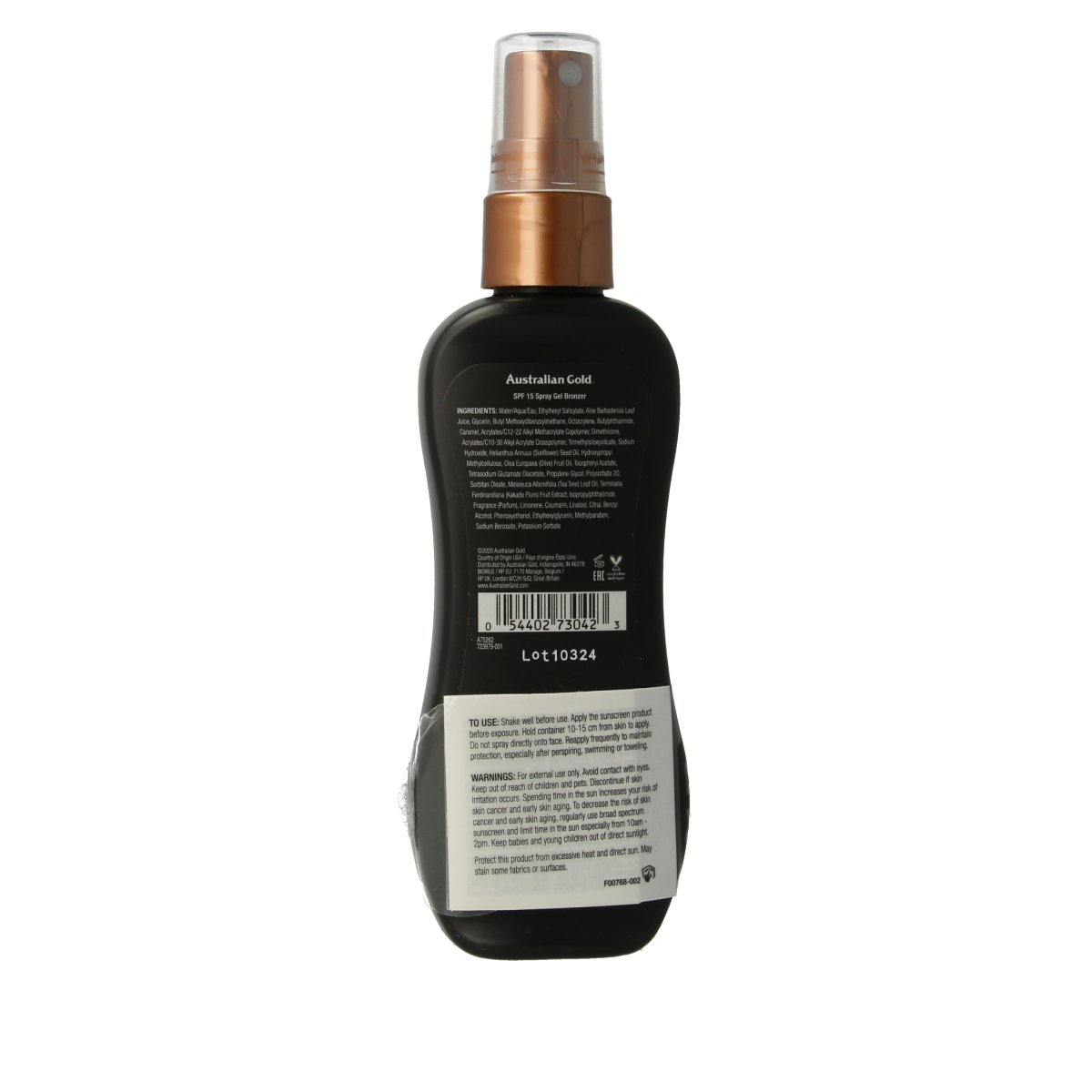 Australian Gold Spray gel met bronzer SPF15 100.00 Milliliter