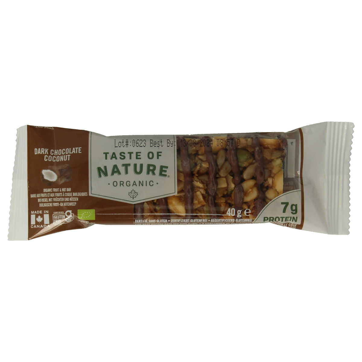 Taste Of Nature Dark chocolate coconut bio 40.00 Gram
