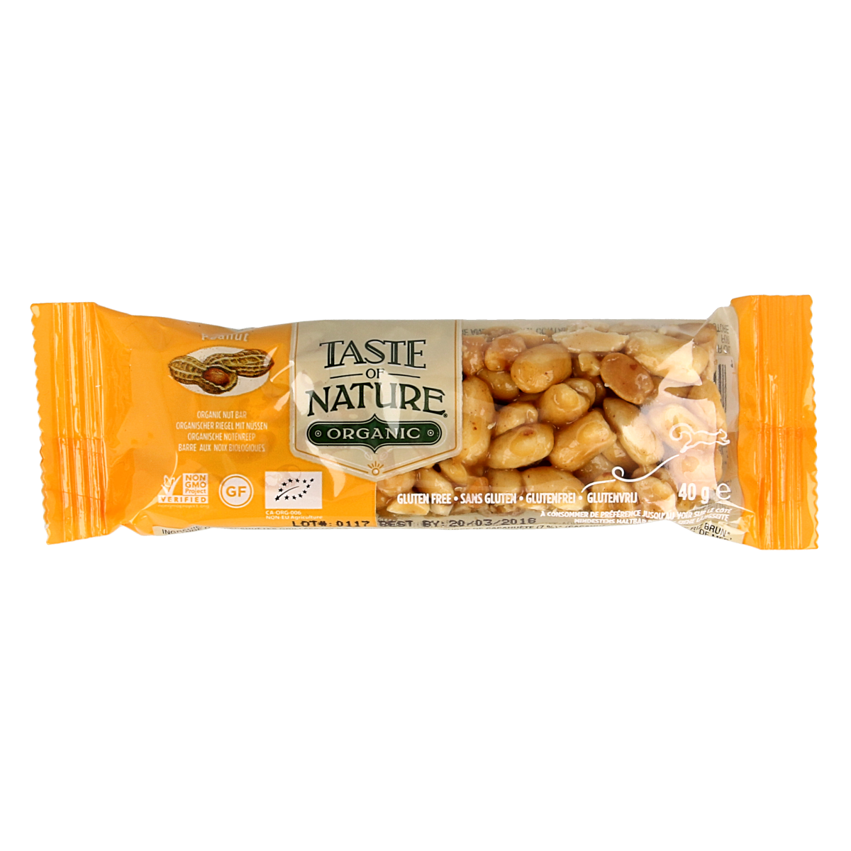 Taste Of Nature Peanut granenreep bio 40.00 Gram