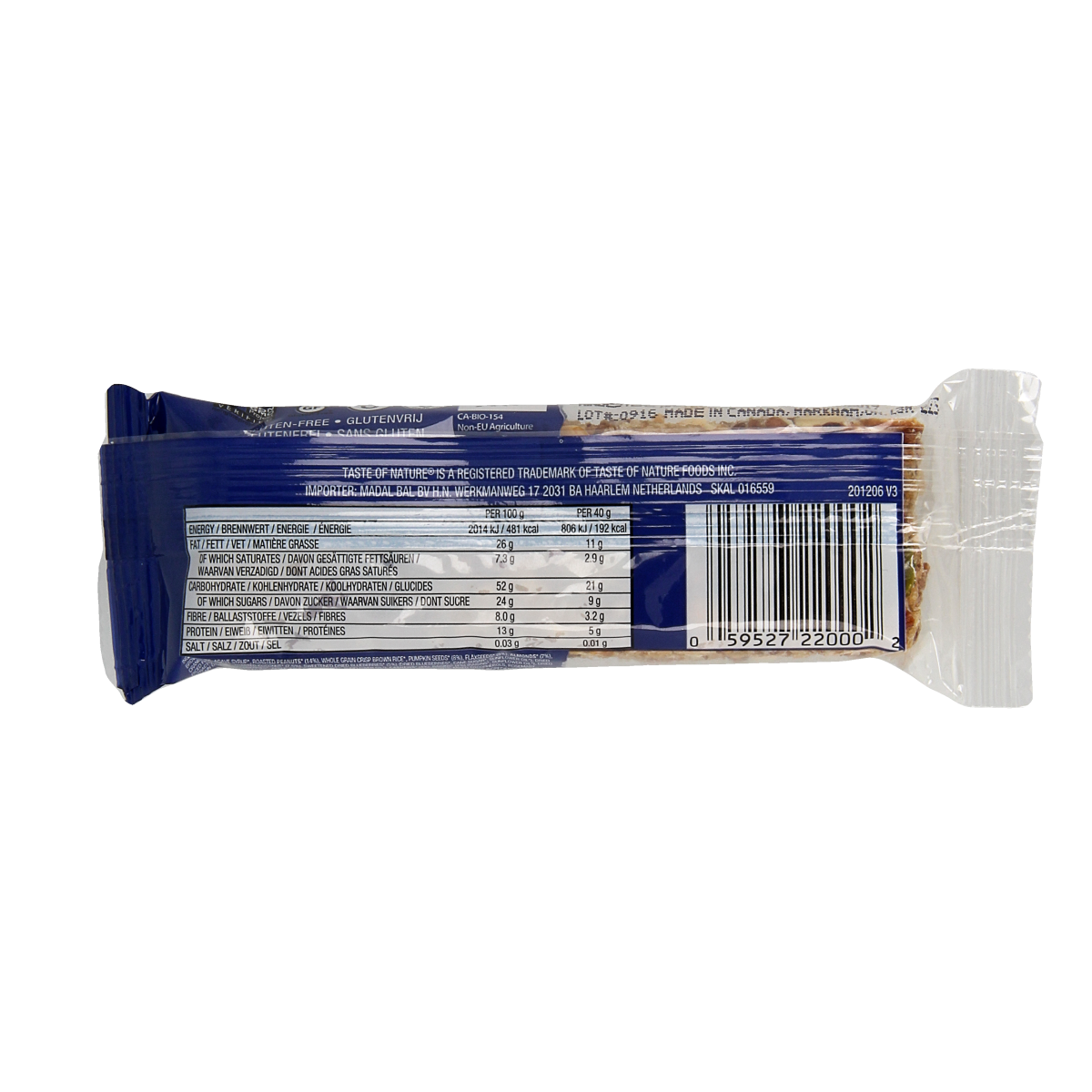 Taste Of Nature Blueberry granenreep bio 40.00 Gram