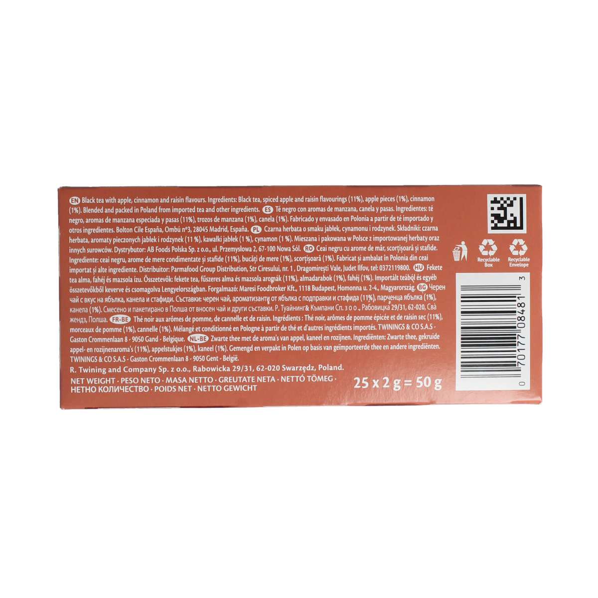 Twinings Apple cinnamon raisin 25.00 Zakjes