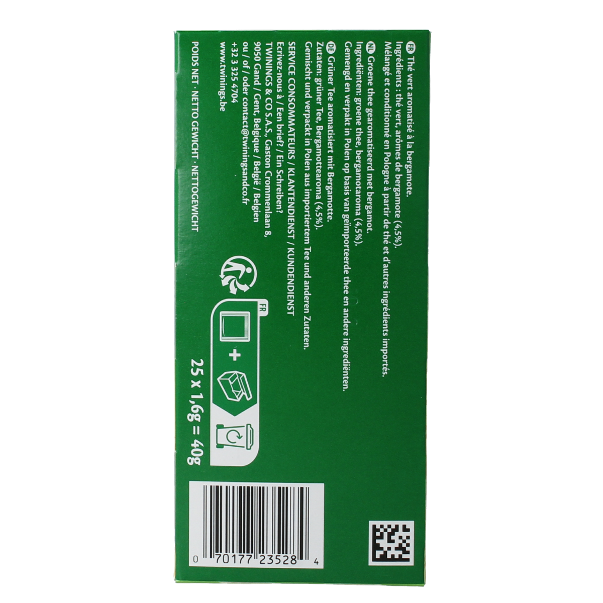 Twinings Green tea earl grey 25.00 Zakjes
