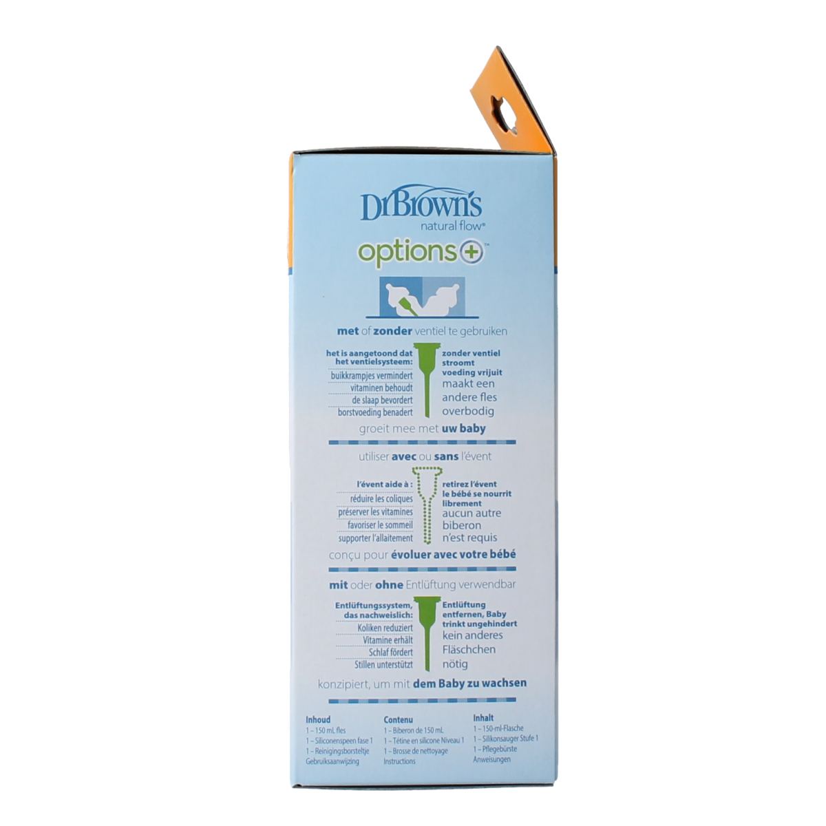 Dr. Brown's Options+ brede halsfles 150ml 1.00 Stuks