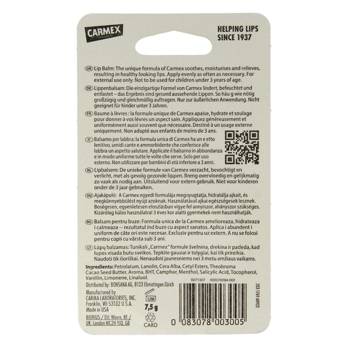 Carmex  Lip balm classic potje 7.50 Gram