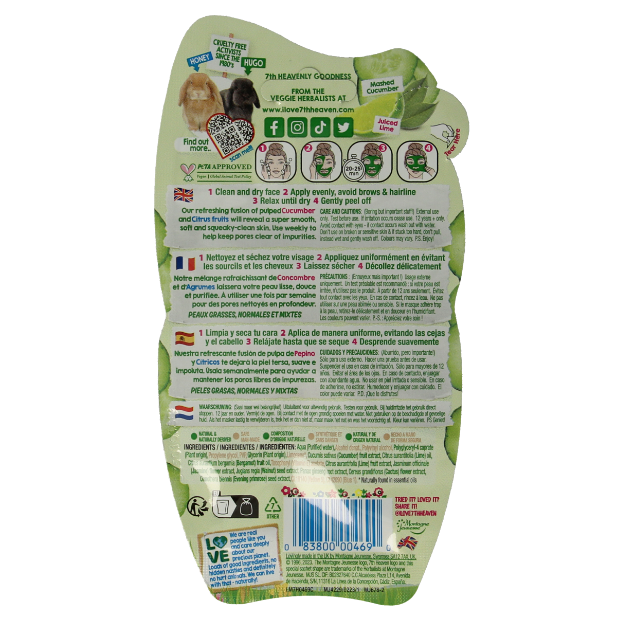 Montagne 7th Heaven gezichtsmasker cucumber peel-off 10.00 Milliliter