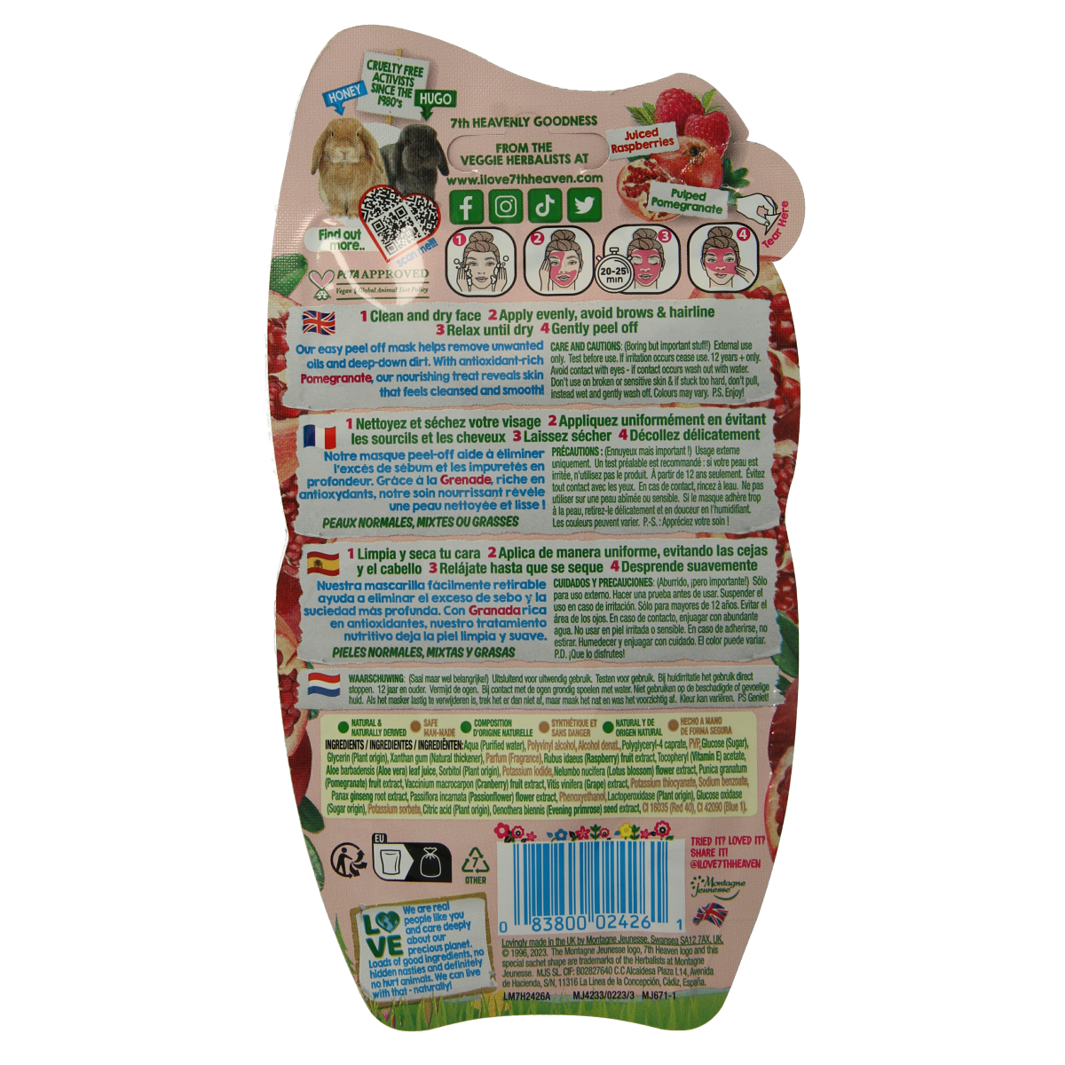 Montagne 7th Heaven gezichtsmasker passion peel-off 10.00 Milliliter