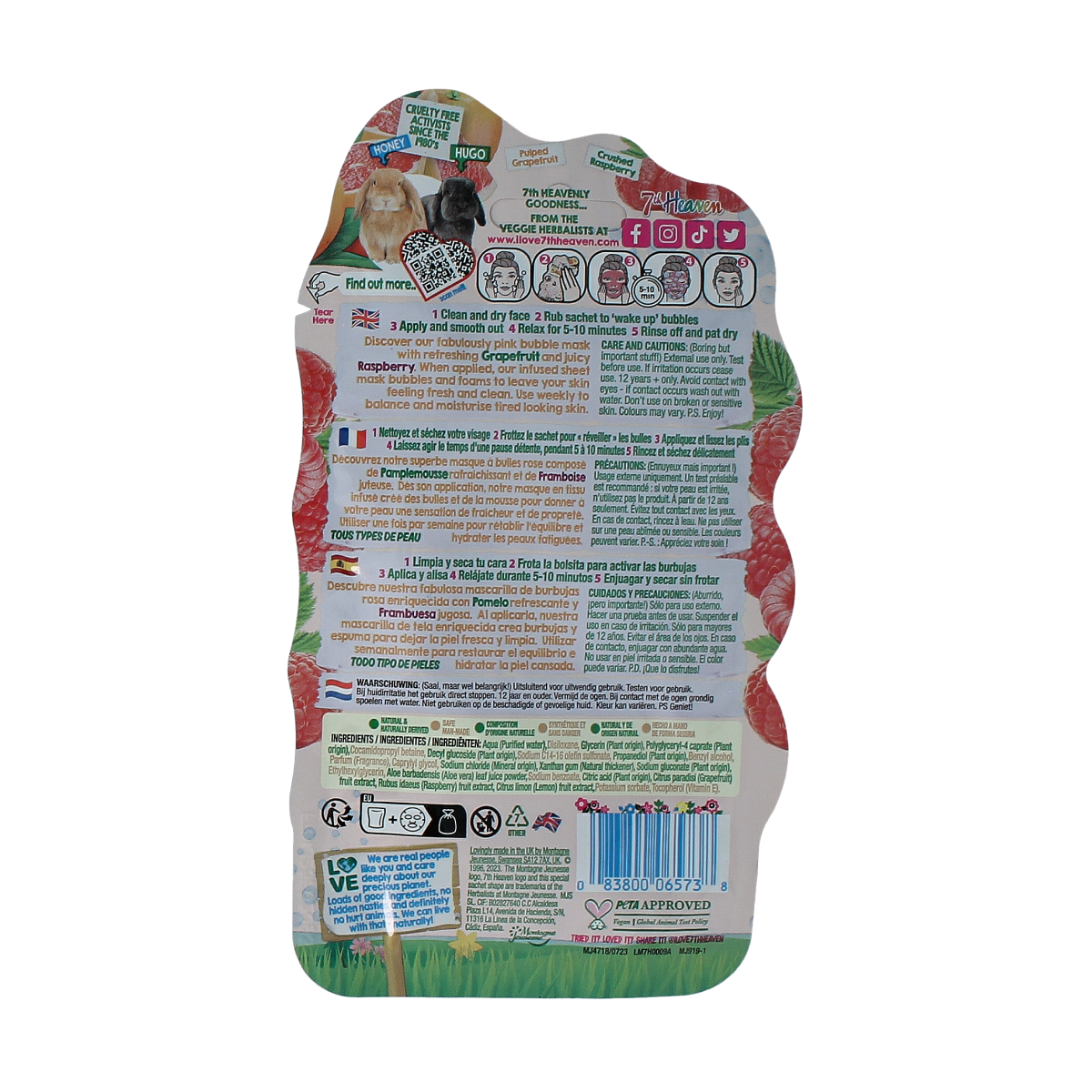 Montagne 7th Heaven face mask pink grapefruit bubble sheet 1.00 Stuks