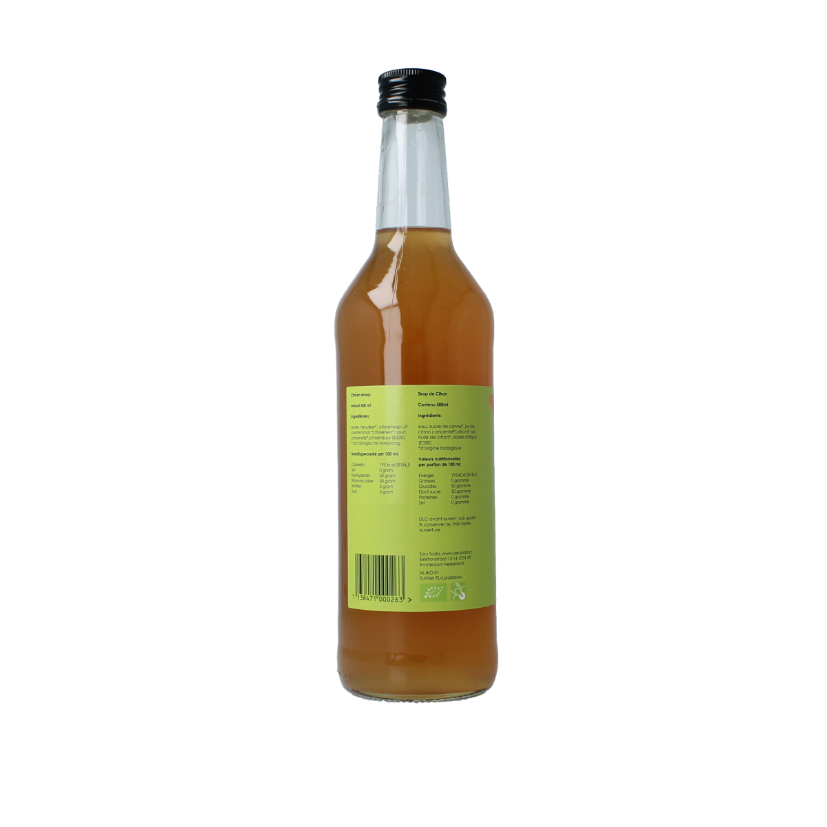Saru Soda Siroop citroen bio demeter 500.00 Milliliter