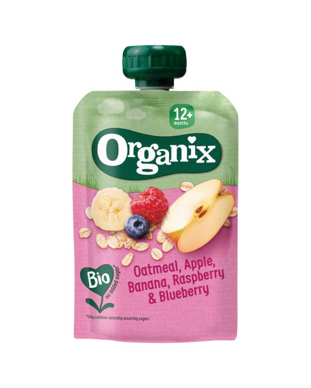 Organix Knijpfruit havermout appel banaan framb 12+M bio 100.00 Gram