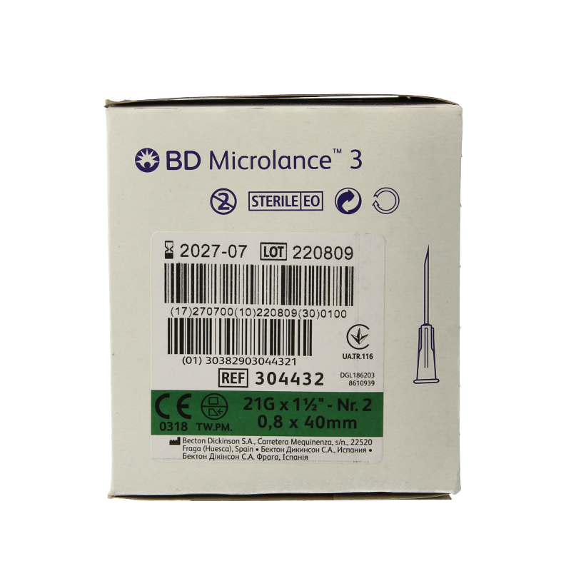 Becton Injectienaald B/D microlance 0.80 x 40 100 Stuks