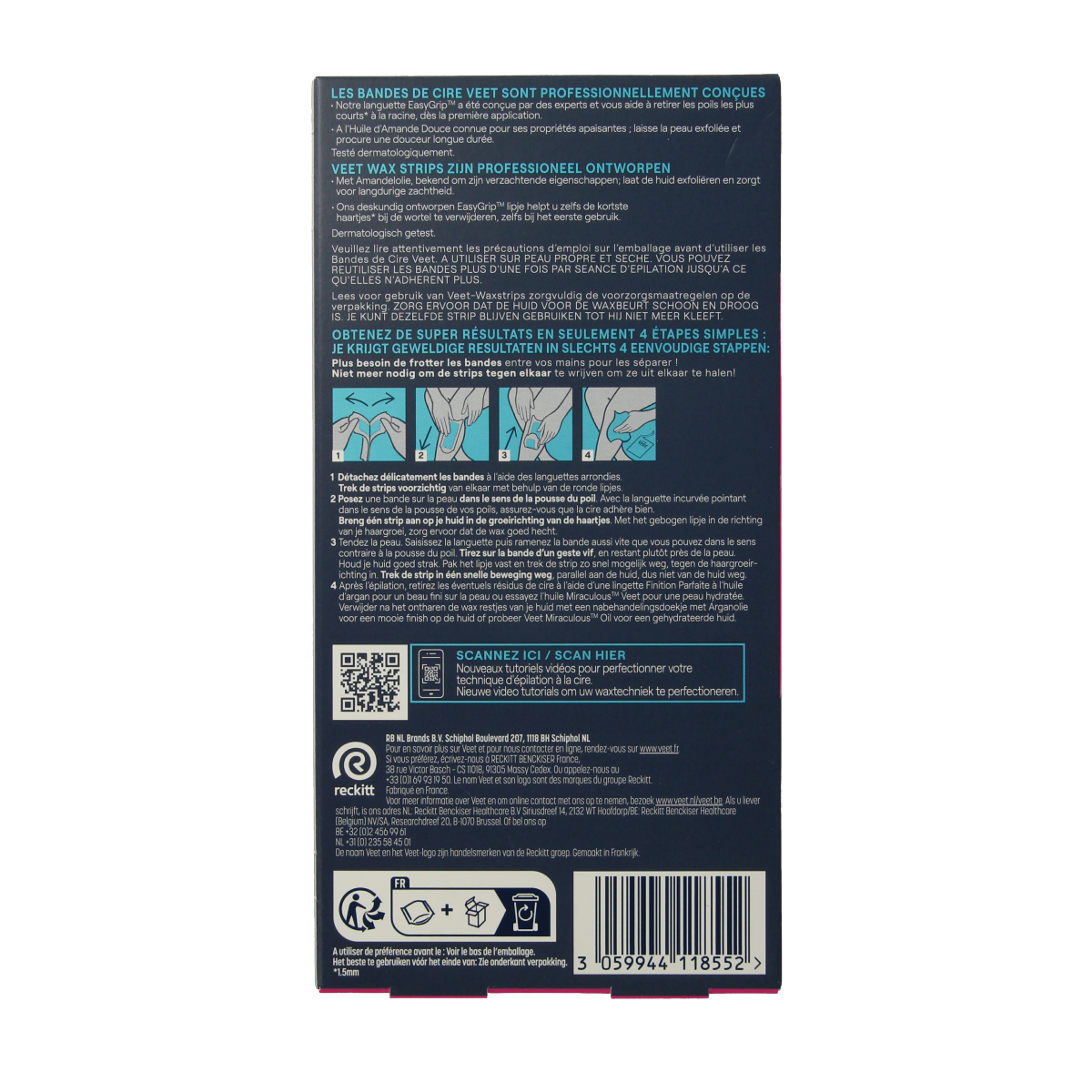Veet Expert koude waxstrips benen sensitive 20.00 Stuks
