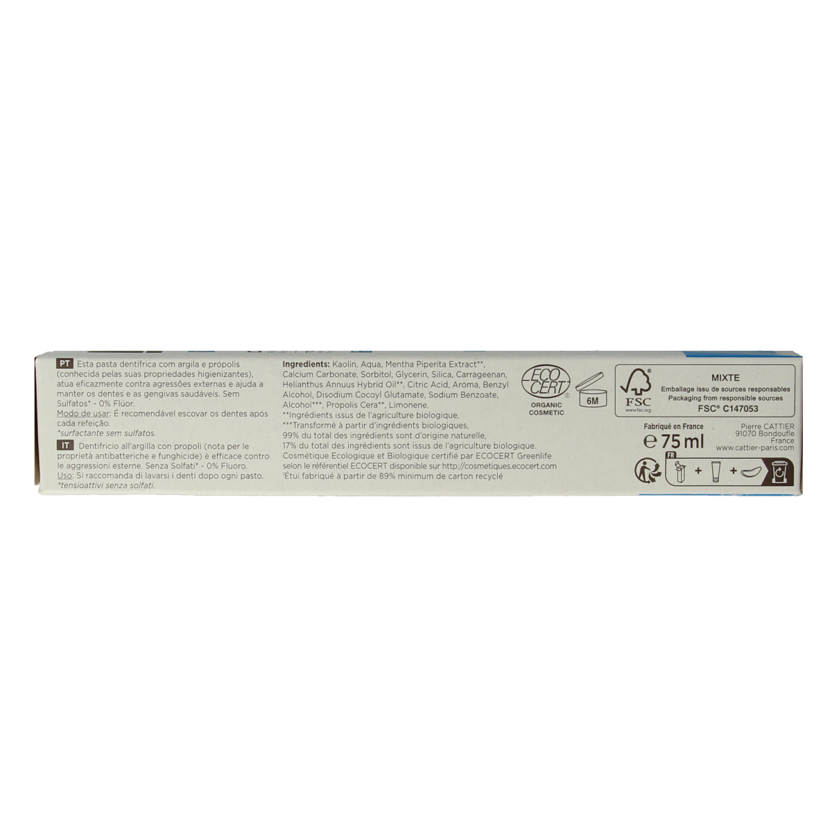 Cattier Tandpasta propolis 75.00 Milliliter