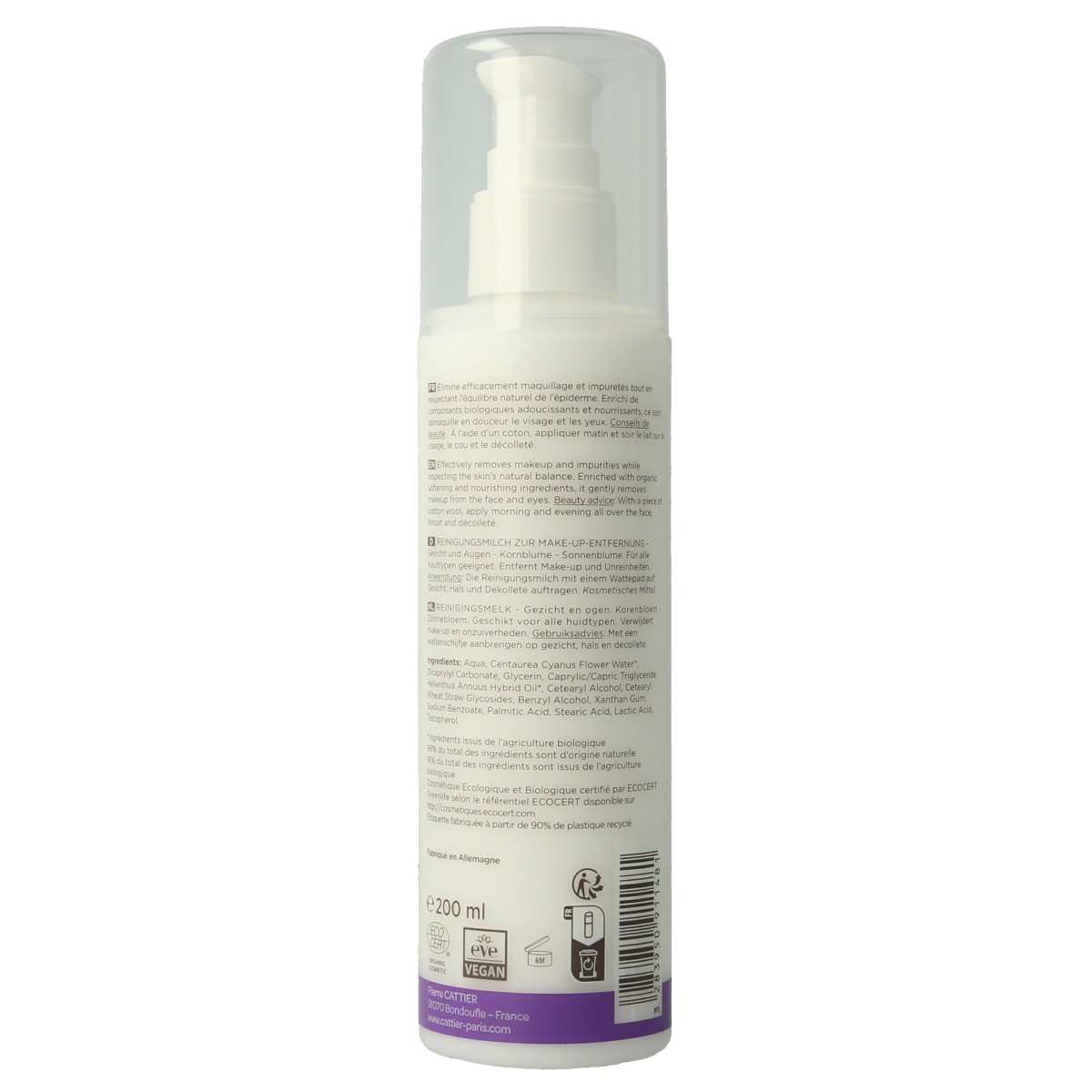 Cattier Reinigingsmelk caresse d'herboriste 200.00 Milliliter