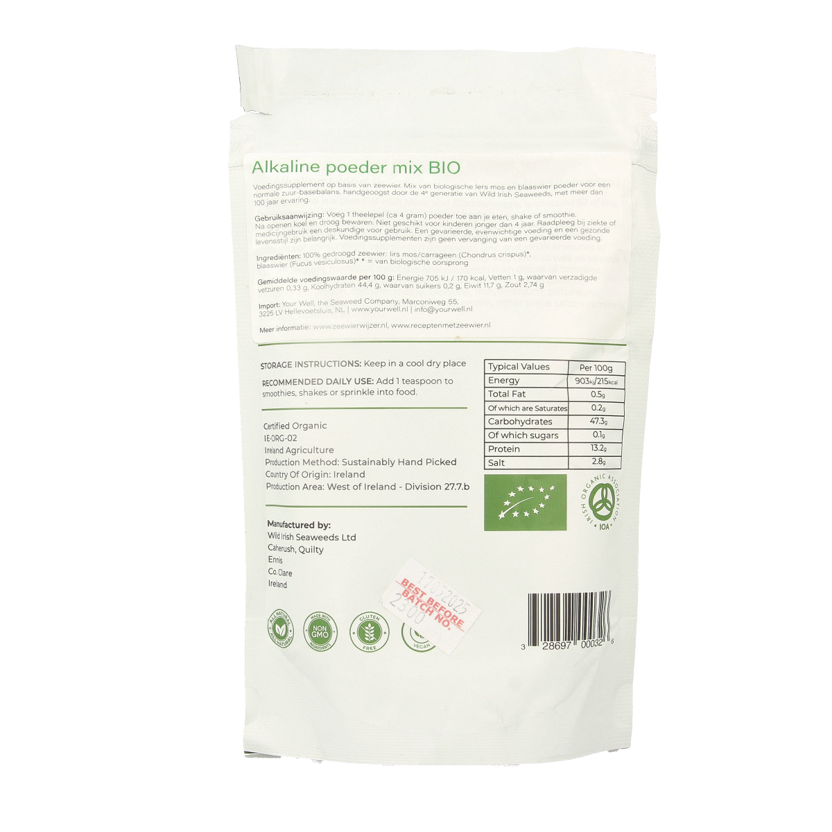 Wild Irish  Alkaline zeewier poeder mix bio 225.00 Gram