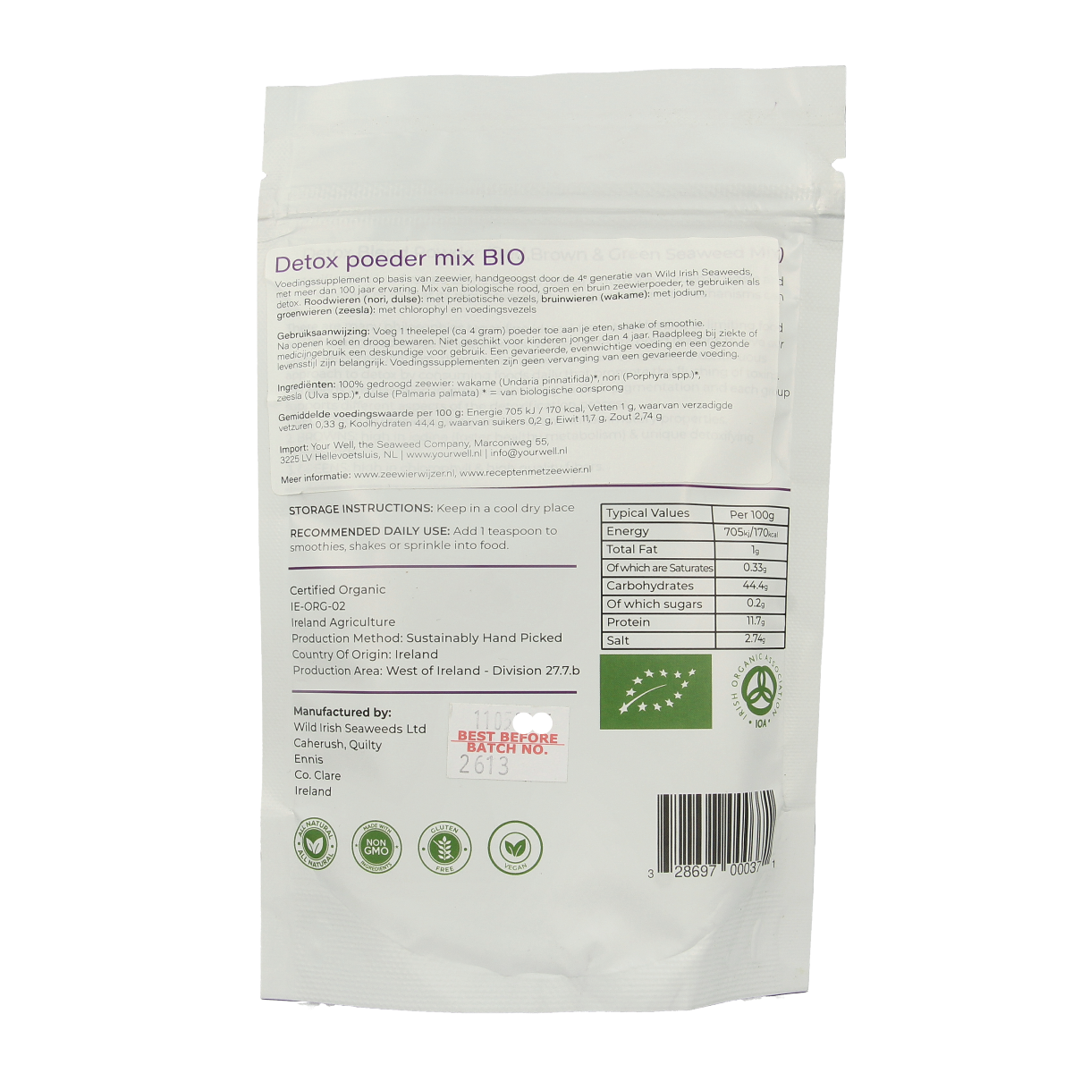 Wild Irish  Detox zeewier poeder mix bio 225.00 Gram