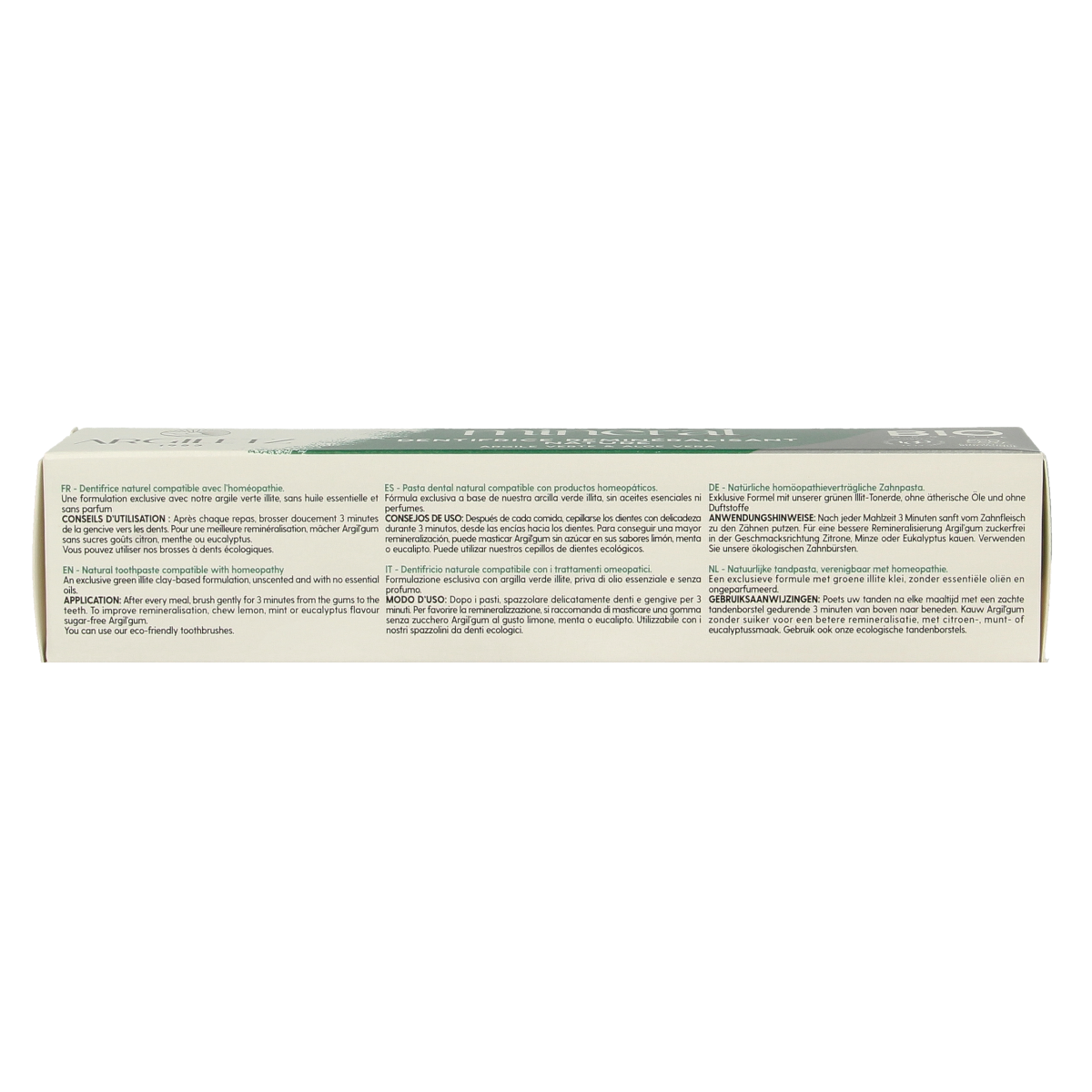 Argiletz Tandpasta neutraal aloe vera muntvrij 75.00 Milliliter