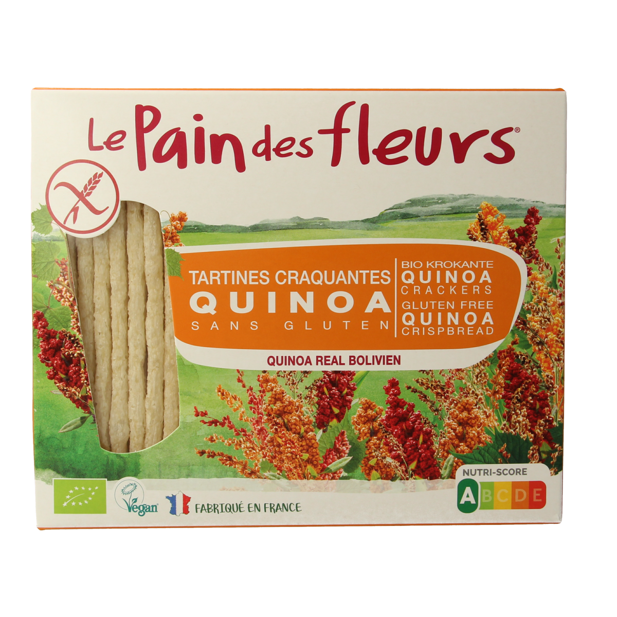 Pain Des Fleurs Krokante crackers quinoa glutenvrij bio 150.00 Gram