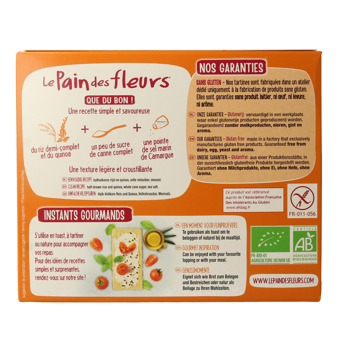 Pain Des Fleurs Krokante crackers quinoa glutenvrij bio 150.00 Gram
