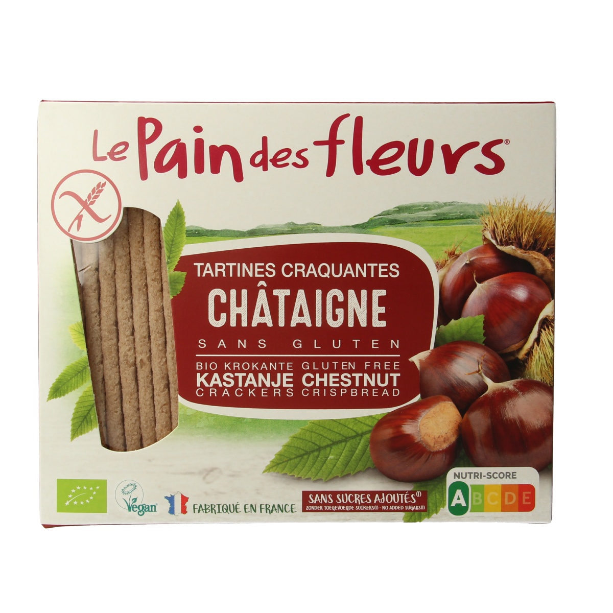 Pain Des Fleurs Krokante crackers kastanje glutenvrij bio 150.00 Gram