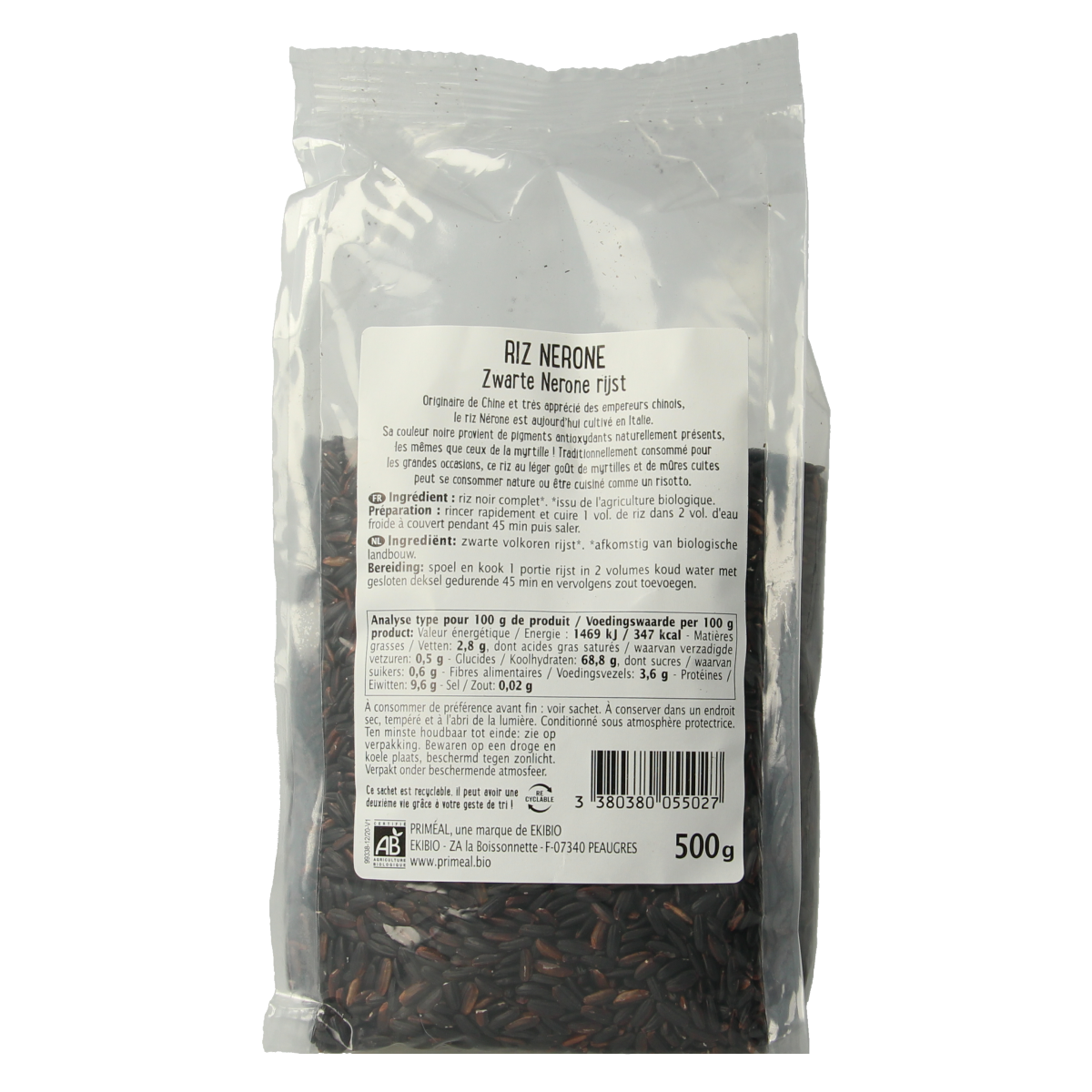 Primeal Zwarte Nerone rijst bio 500.00 Gram