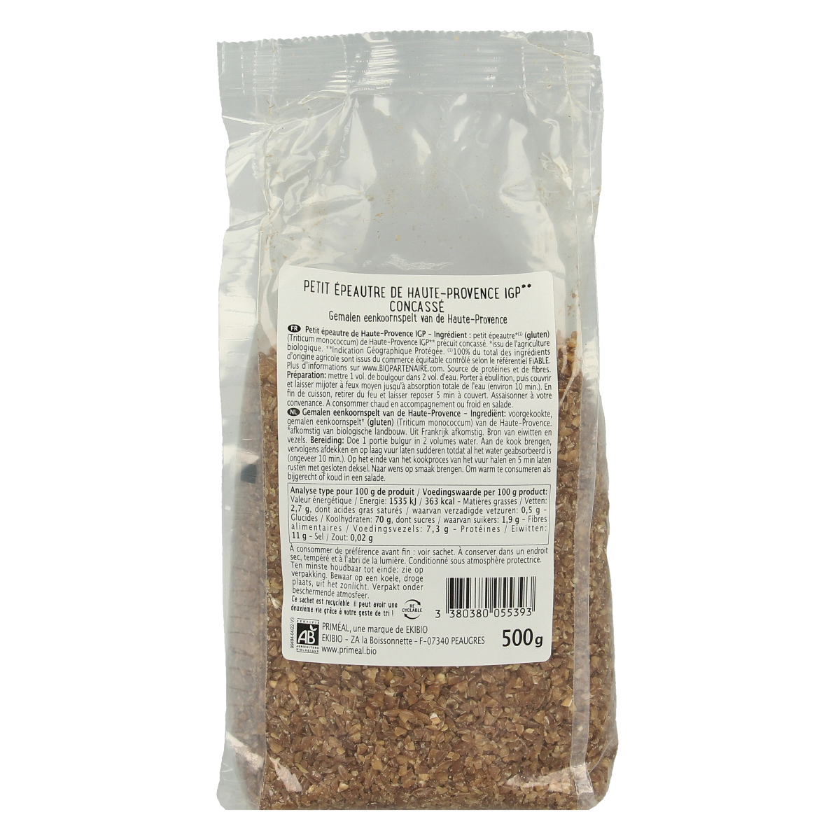 Primeal Bulgur van eenkoornspelt uit de Haute-Provence bio 500.00 Gram
