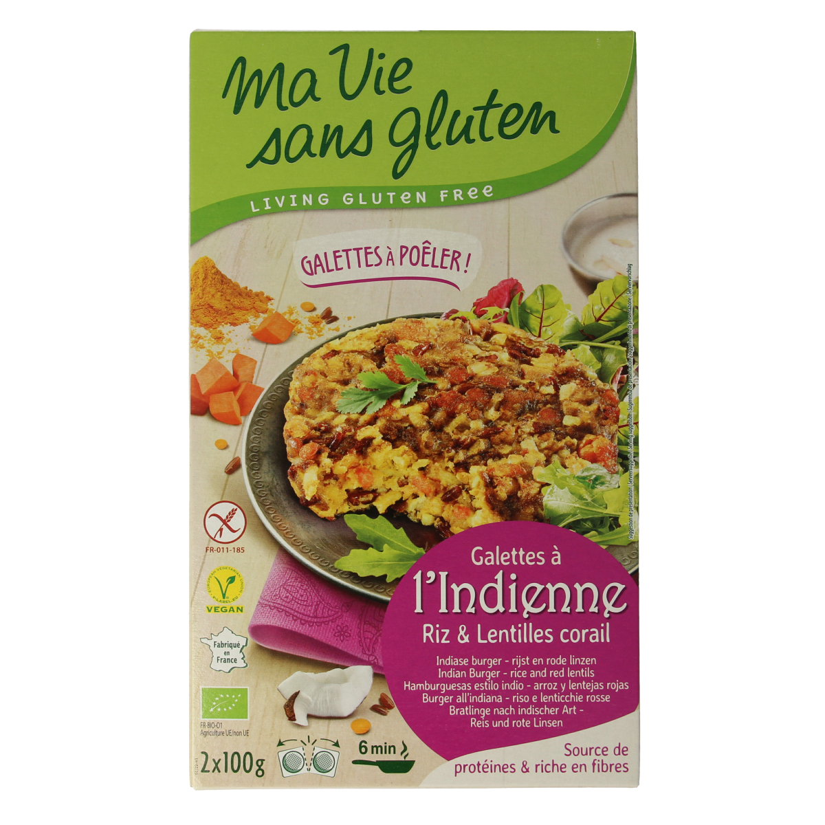 Ma Vie Sans Indiase rijstburgers 2 x 100g vegan glutenvrij bio 2.00 Stuks