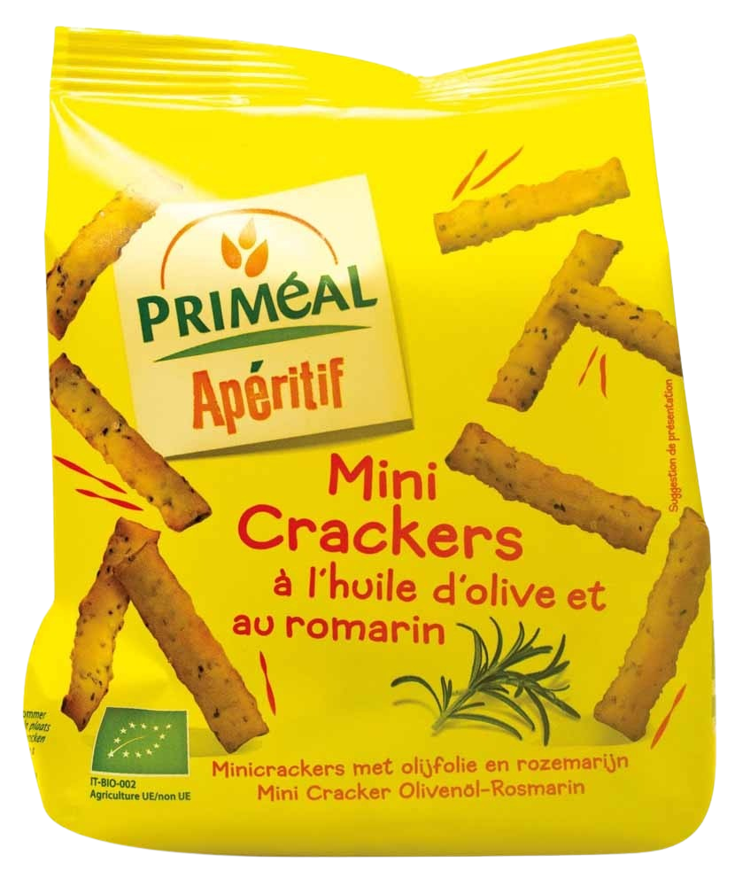 Primeal Aperitive mini crackers olijf rozemarijn bio 100.00 Gram