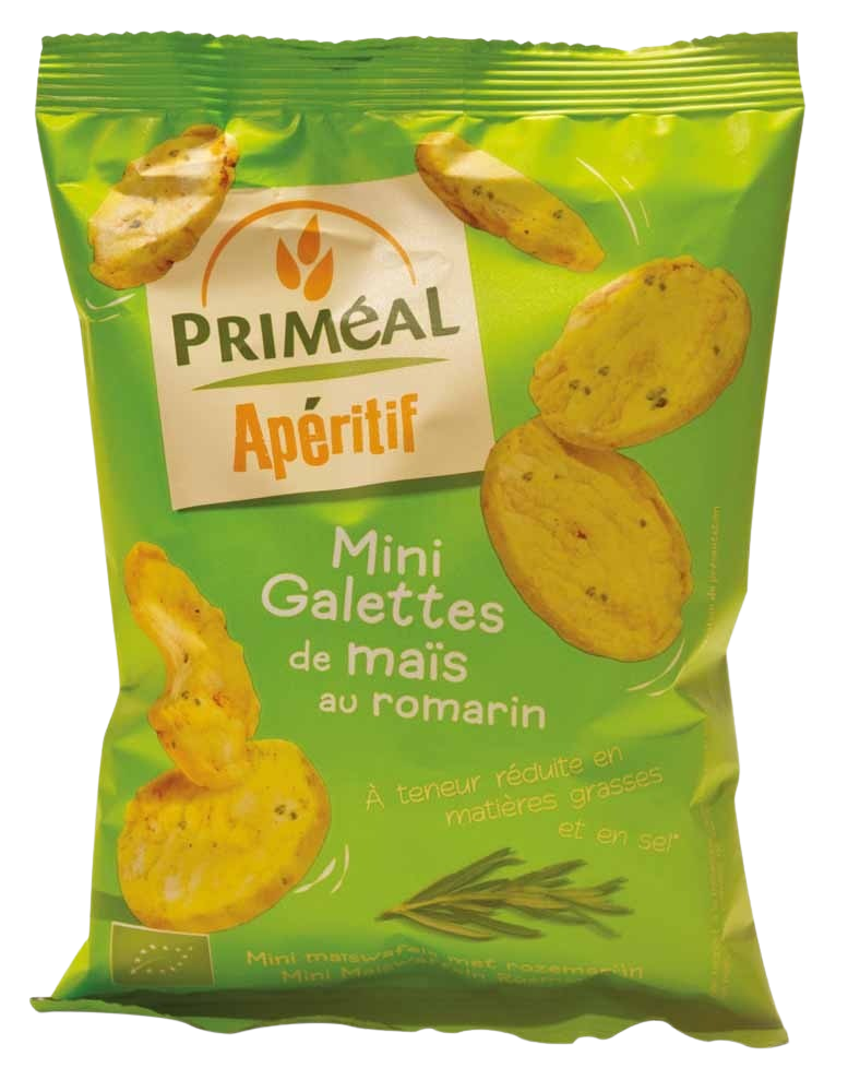 Primeal Aperitive mini maiscrackers olijf rozemarijn bio 50.00 Gram