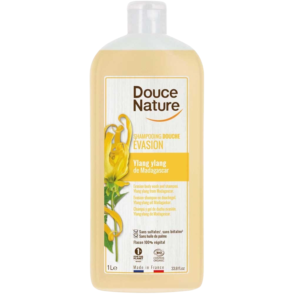 Douce Nature Douchegel & shampoo ylang ylang ontspannend bio 1.00 Liter
