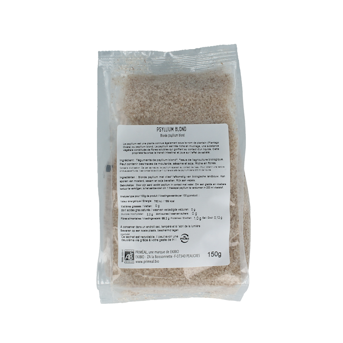 Primeal Blonde psyllium met vlies bio 150.00 Gram