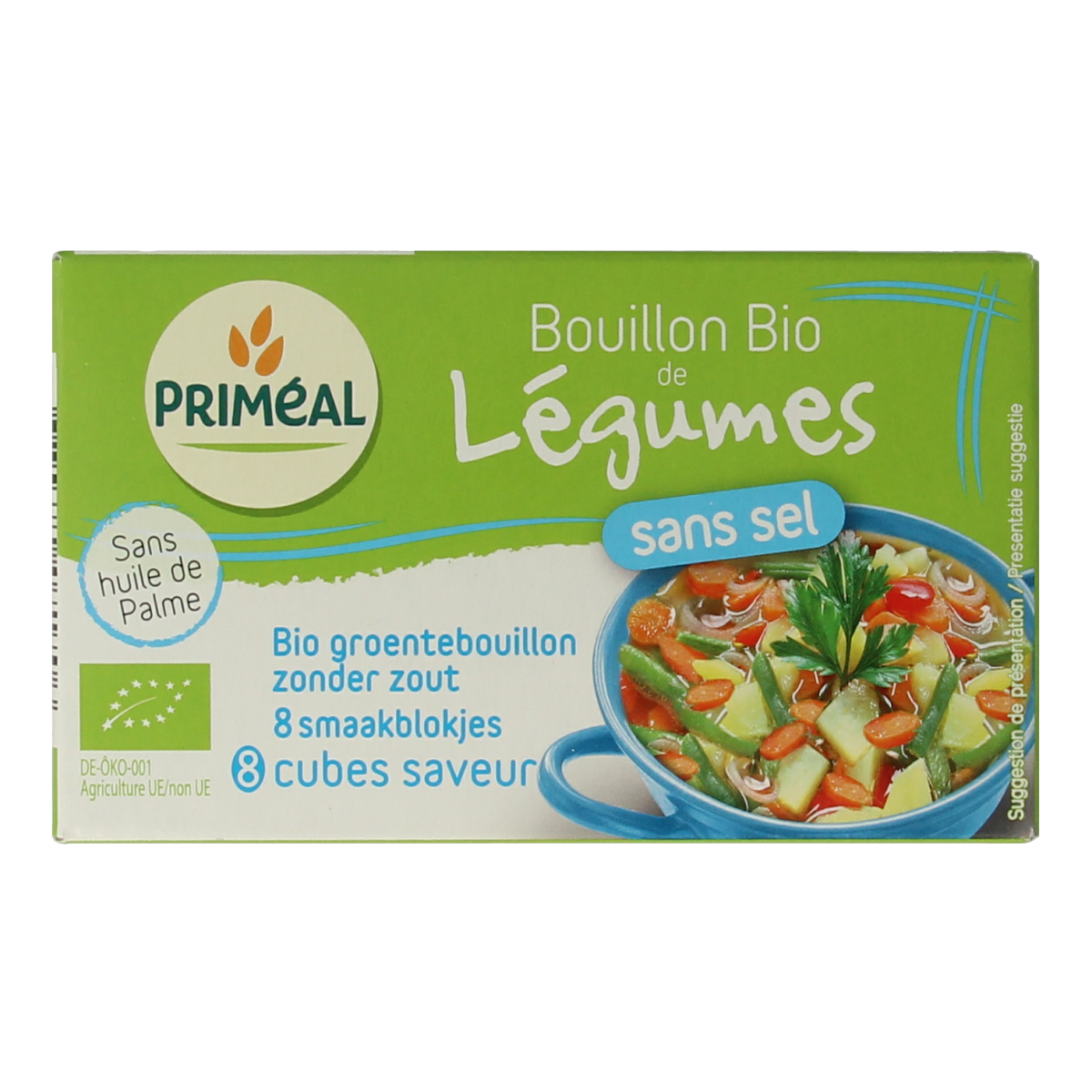 Primeal Groentebouillon blokjes zonder zout 9 gram bio 8.00 Stuks