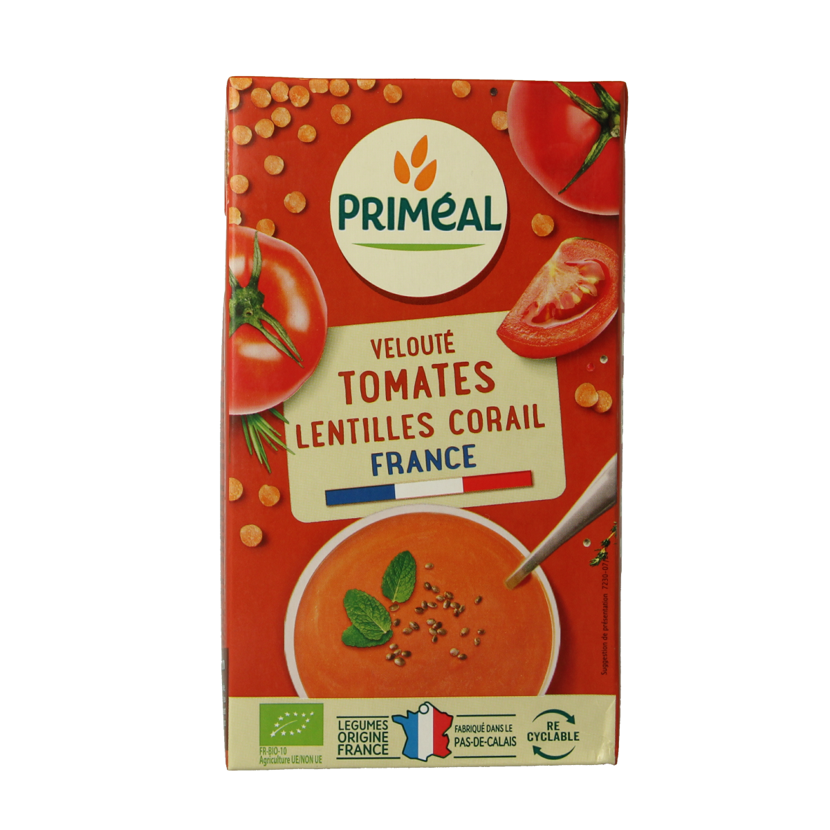 Primeal Veloute gebonden soep tomaat linzen bio 1.00 Liter
