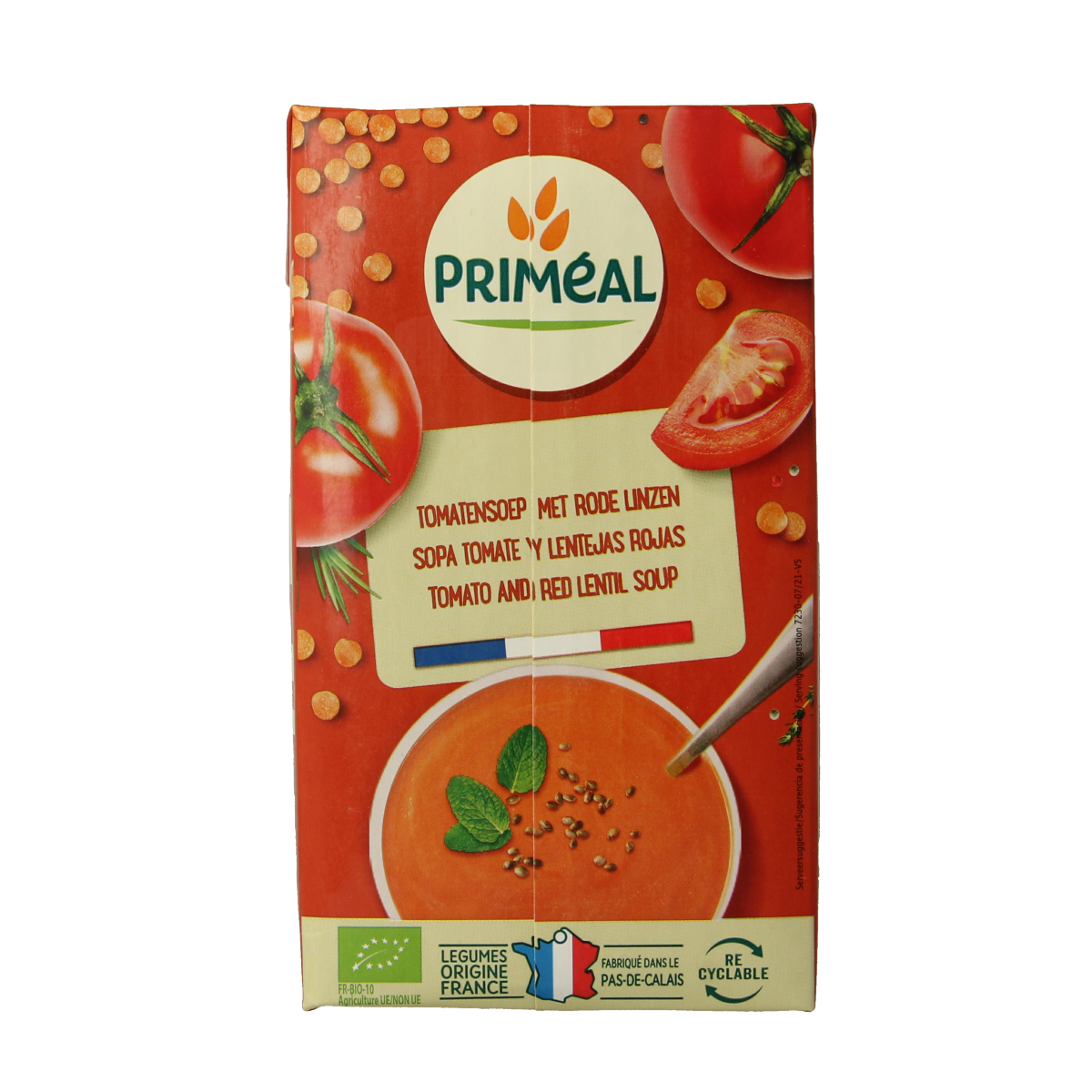 Primeal Veloute gebonden soep tomaat linzen bio 1.00 Liter