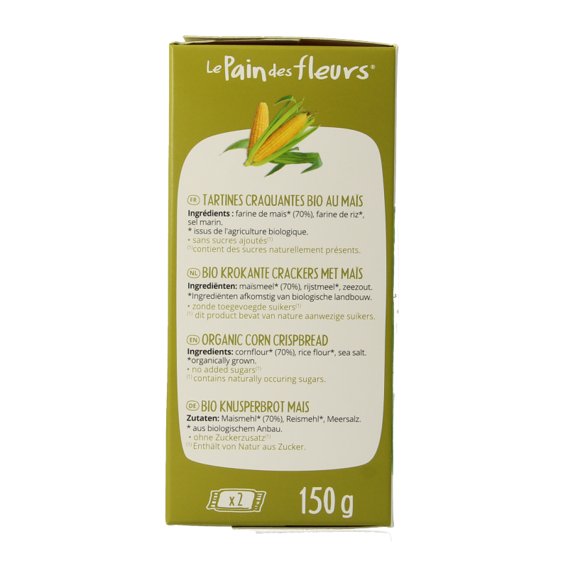 Pain Des Fleurs Krokante crackers mais glutenvrij bio 150 Gram