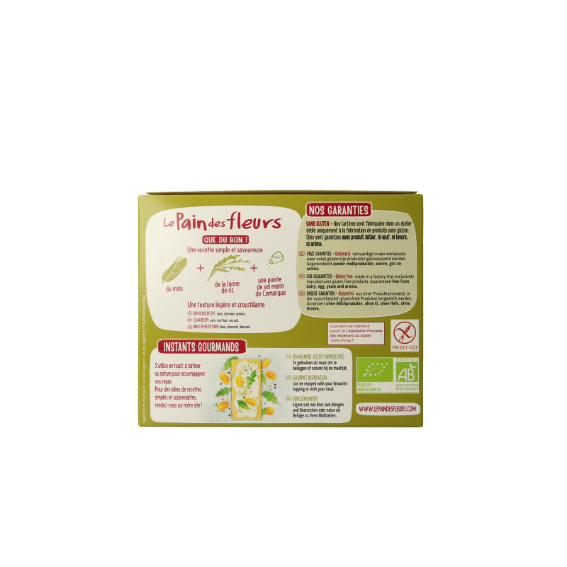 Pain Des Fleurs Krokante crackers mais glutenvrij bio 150 Gram