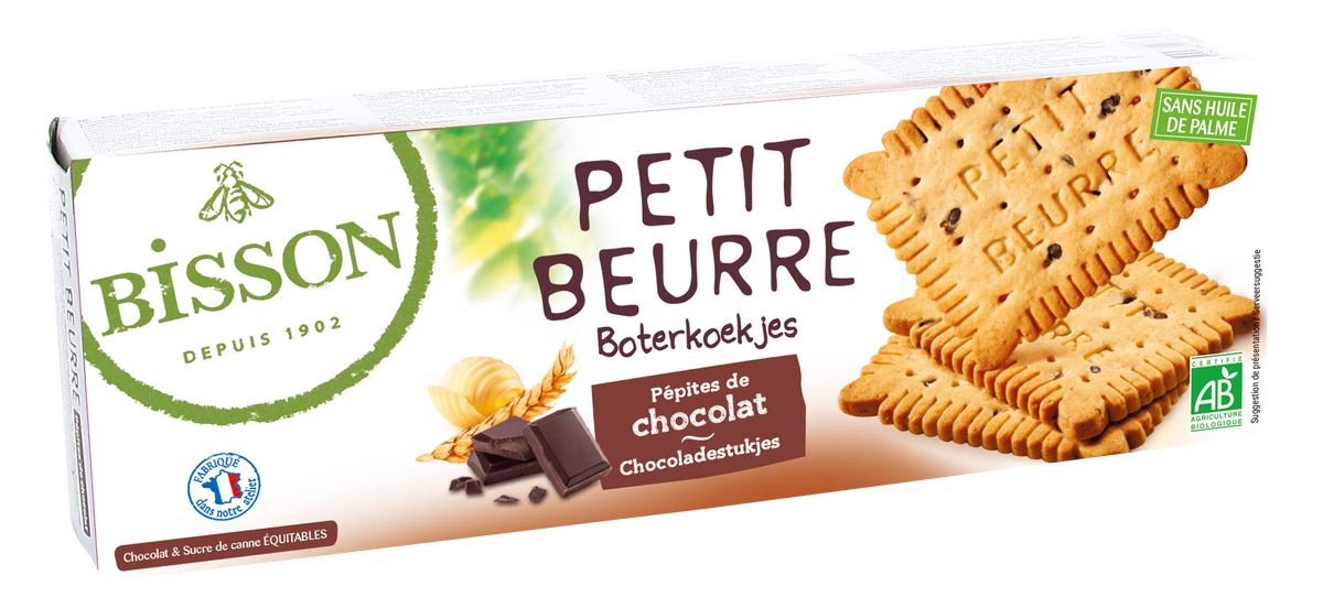 Bisson Biscuitjes met stukjes chocola petit beurre bio 150.00 Gram