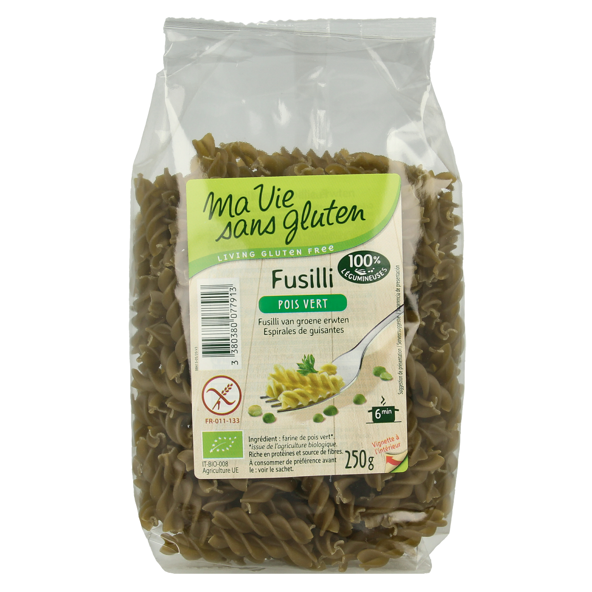 Ma Vie Sans Fusilli van groene erwten glutenvrij bio 250.00 Gram