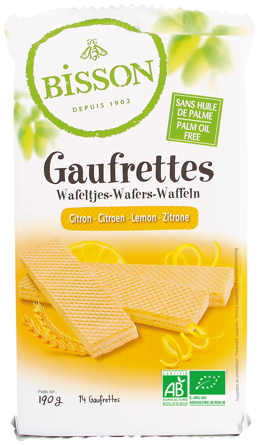 Bisson Citroen wafels gaufrettes bio 190.00 Gram