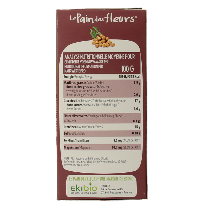 Pain Des Fleurs Krokante crackers kikkererwten glutenvrij bio 150 Gram