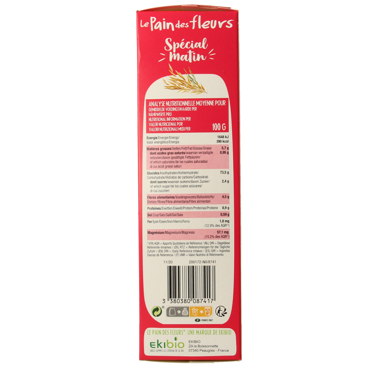 Pain Des Fleurs Special matin meergranen ontbijtcrackers bio 230.00 Gram