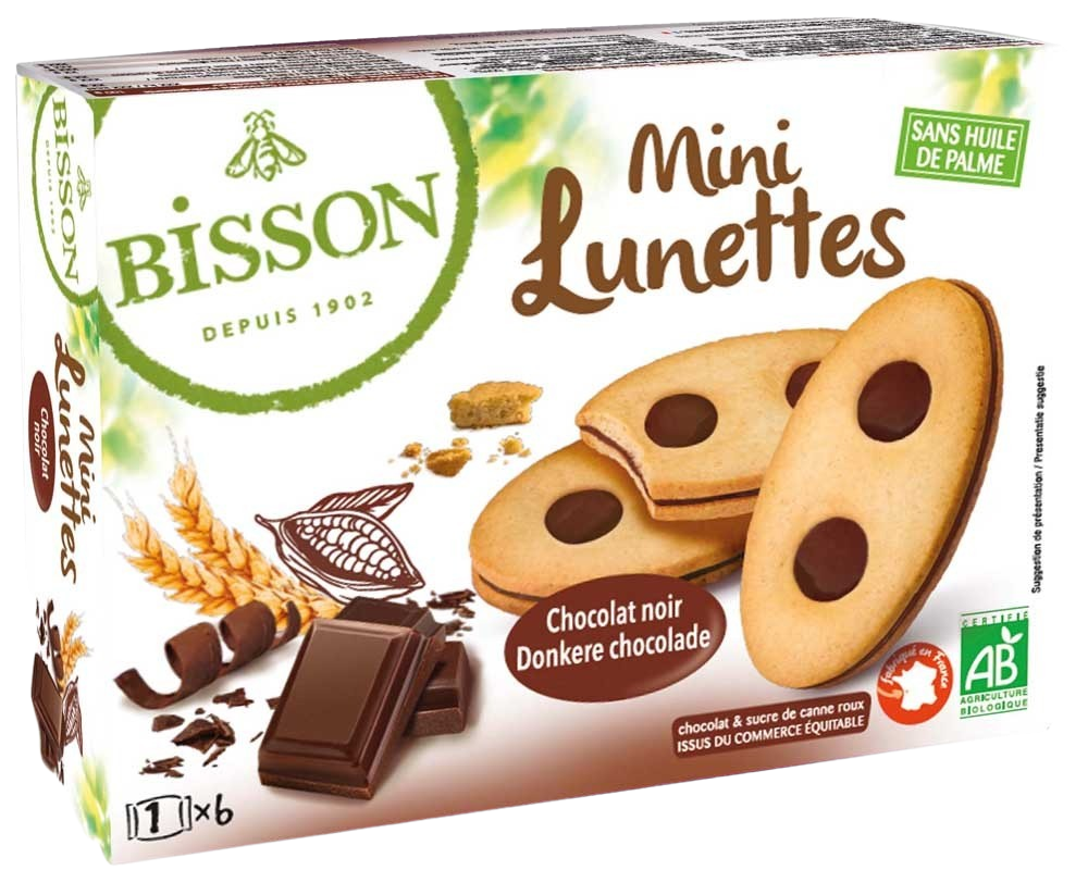 Bisson Gevulde chocoladekoekjes mini lunettes bio 175.00 Gram
