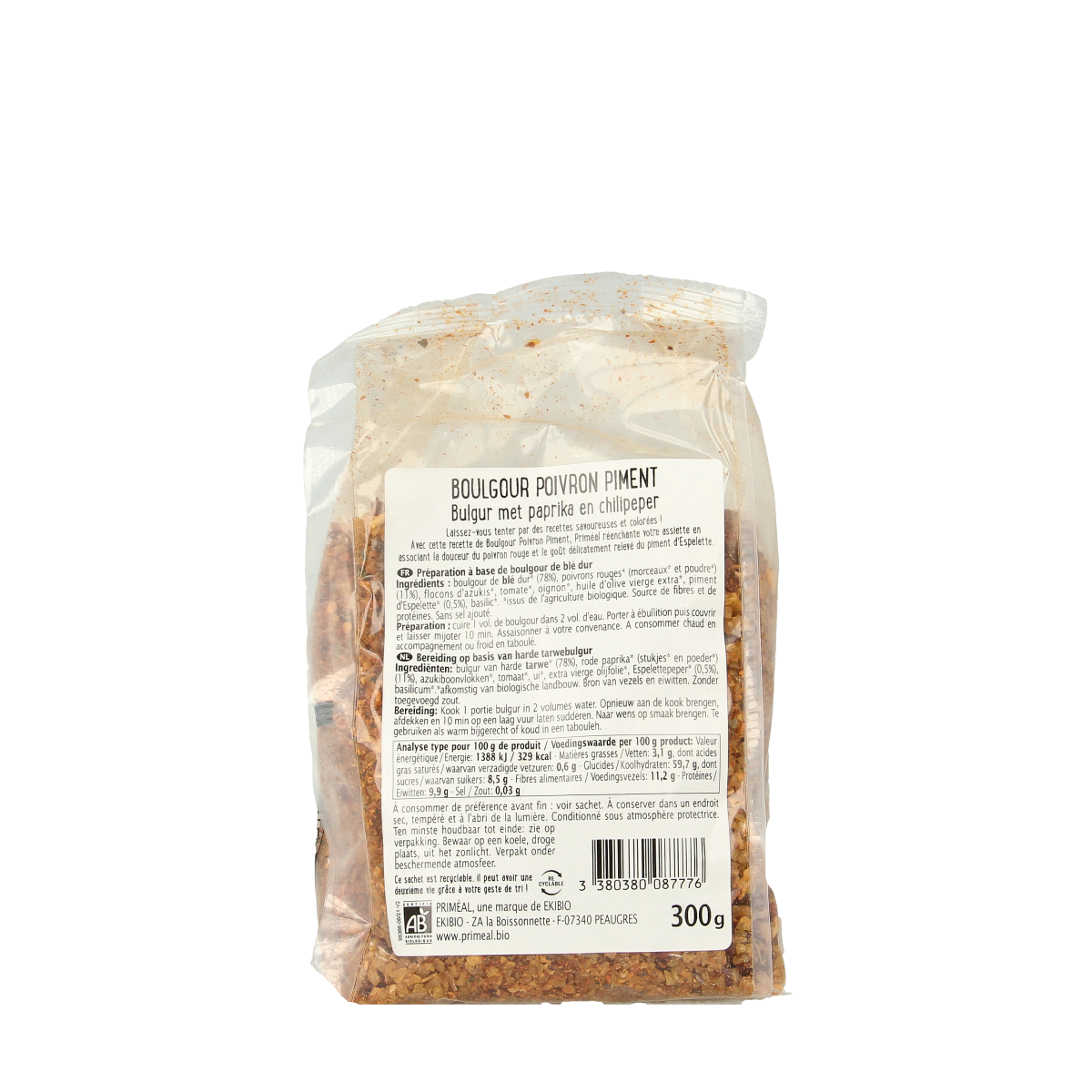 Primeal Bulgur met paprika en Spaanse peper bio 300.00 Gram