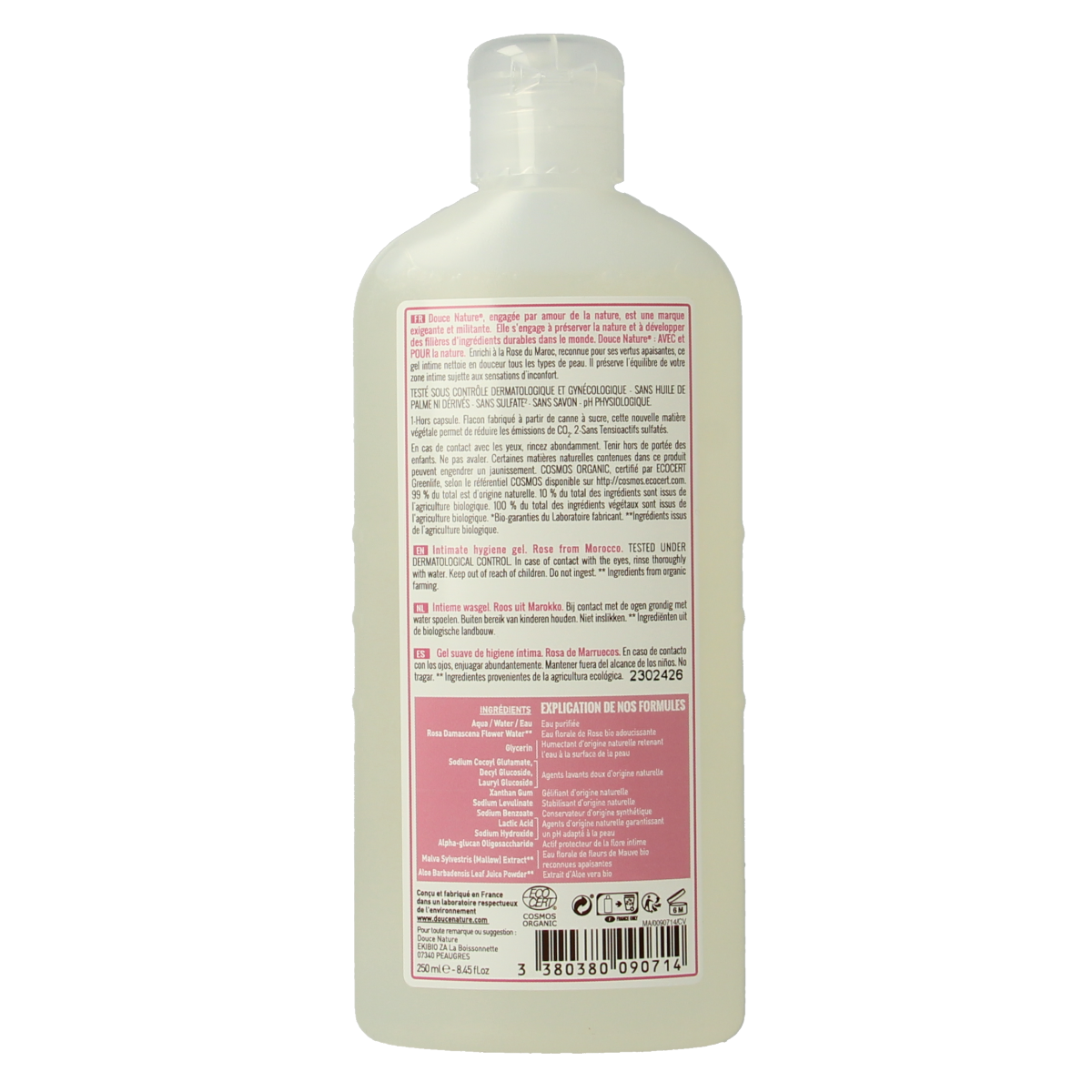 Douce Nature Natur intim intieme wasgel rose bio 250.00 Milliliter