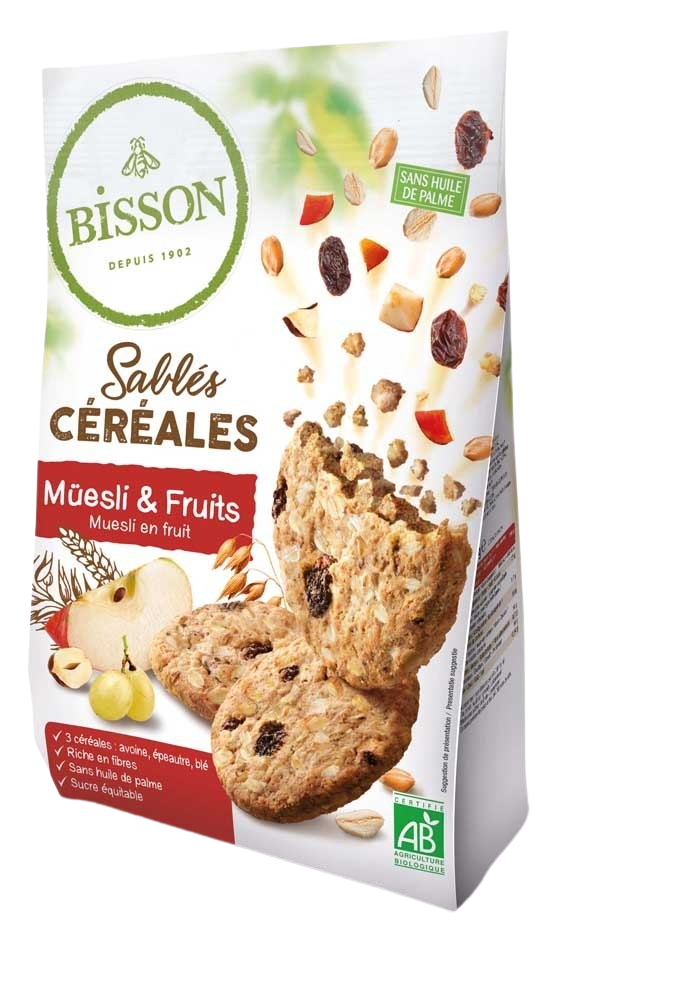 Bisson Zandkoekjes muesli & fruit bio 200.00 Gram